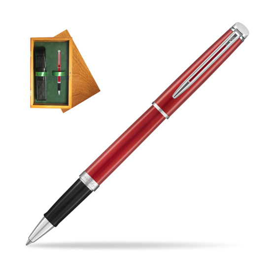 Waterman Hemisphere 2018 Comet Red CT RollerPenna a Sfera in single wooden box Honey Single Green