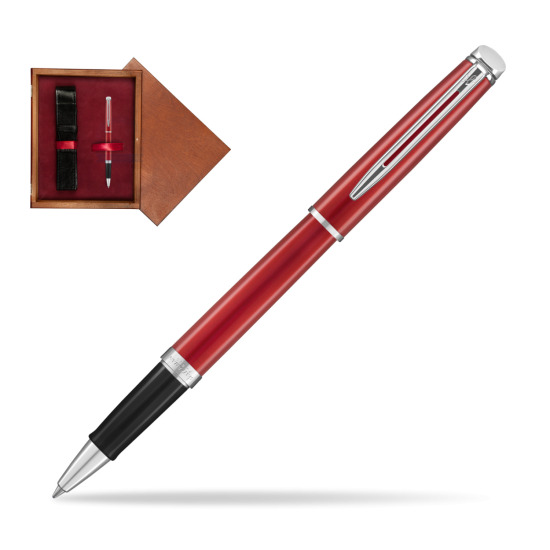 Waterman Hemisphere 2018 Comet Red CT RollerPenna a Sfera in single wooden box Mahogany Single Maroon