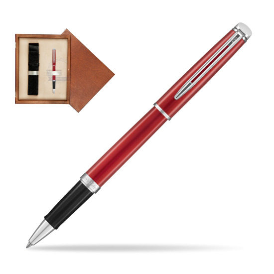 Waterman Hemisphere 2018 Comet Red CT RollerPenna a Sfera in single wooden box Mahogany Single Ecru