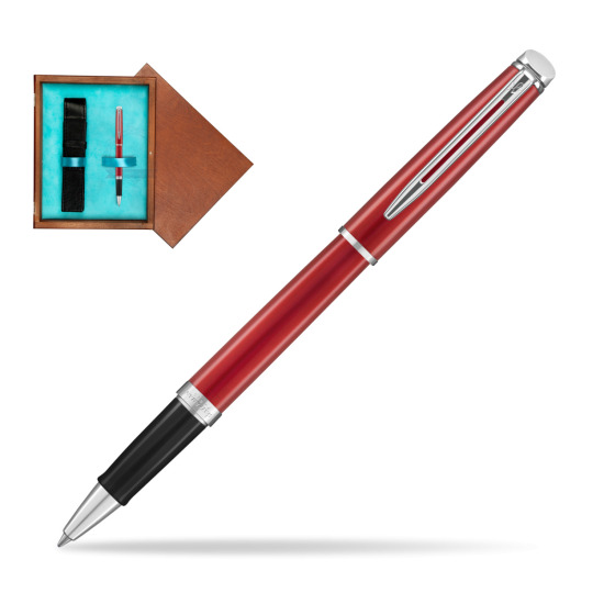 Waterman Hemisphere 2018 Comet Red CT RollerPenna a Sfera in single wooden box Mahogany Single Turquoise 