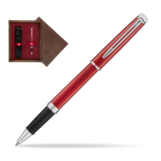 Waterman Hemisphere 2018 Comet Red CT RollerPenna a Sfera in single wooden box Wenge Single Maroon