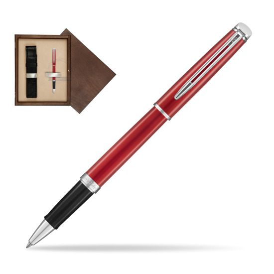 Waterman Hemisphere 2018 Comet Red CT RollerPenna a Sfera in single wooden box Wenge Single Ecru