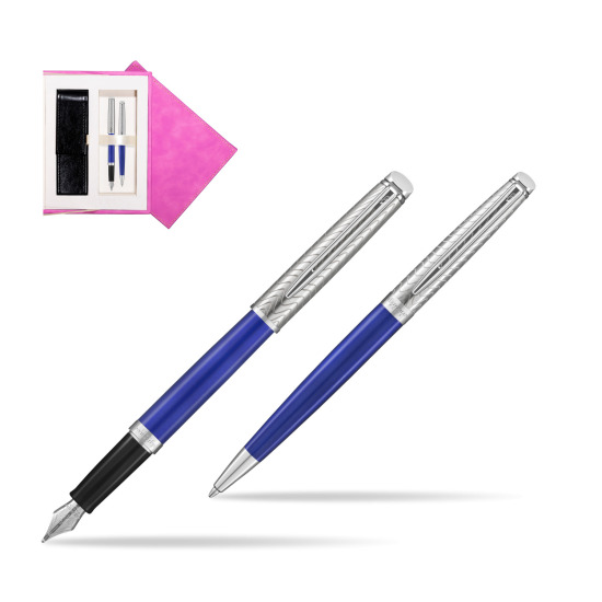 Waterman Penna Stilografica + Penna a Sfera 2018 Deluxe Blue Wave CT in suede box fuchsia