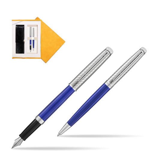 Waterman Penna Stilografica + Penna a Sfera 2018 Deluxe Blue Wave CT in suede box yellow