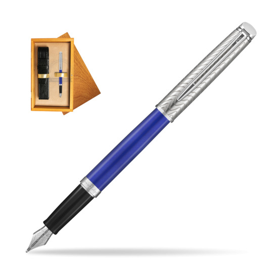 Waterman Hemisphere 2018 Deluxe Blue Wave CT Penna Stilografica in single wooden box Honey Single Ecru