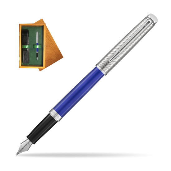 Waterman Hemisphere 2018 Deluxe Blue Wave CT Penna Stilografica in single wooden box Honey Single Green