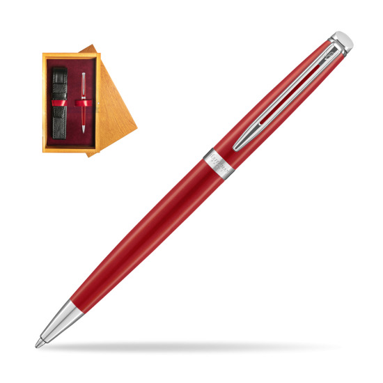 Waterman Hemisphere 2018 Comet Red CT Penna a Sfera in single wooden box Honey Single Maroon
