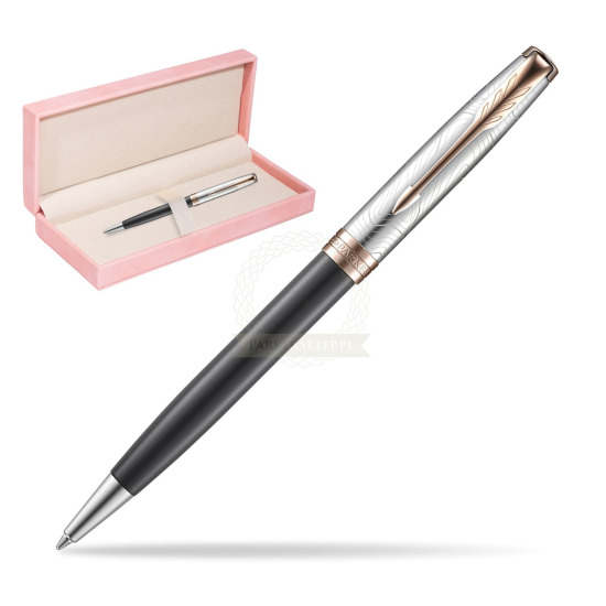 Parker Sonnet Grey Pink PGT 18 K (Strata) Bolígrafo in suede box pink