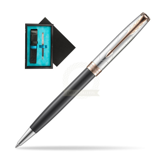 Parker Sonnet Grey Pink PGT 18 K (Strata) Bolígrafo in single wooden box Black Single Turquoise
