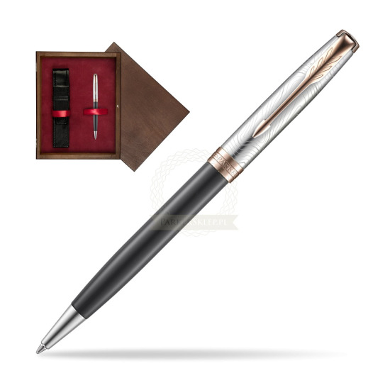 Parker Sonnet Grey Pink PGT 18 K (Strata) Bolígrafo in single wooden box Wenge Single Maroon