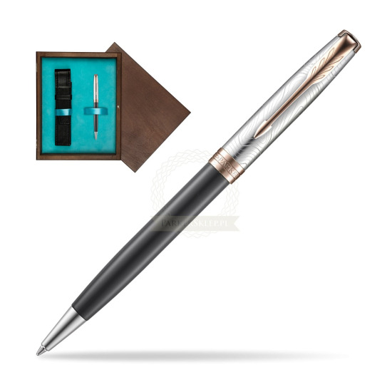 Parker Sonnet Grey Pink PGT 18 K (Strata) Bolígrafo in single wooden box Wenge Single Turquoise 