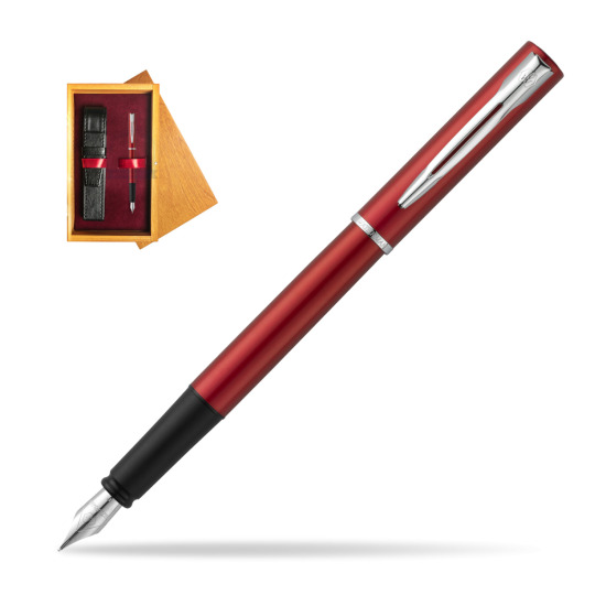 Waterman Allure red Penna Stilografica in single wooden box Honey Single Maroon