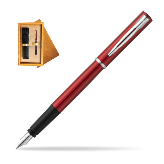 Waterman Allure red Penna Stilografica in single wooden box Honey Single Ecru