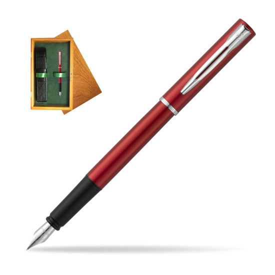 Waterman Allure red Penna Stilografica in single wooden box Honey Single Green