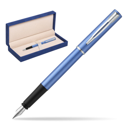 Waterman Allure blue Penna Stilografica in suede box navy blue