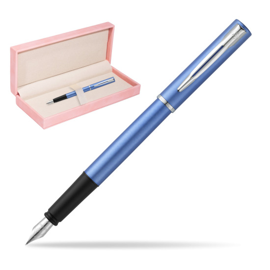 Waterman Allure blue Penna Stilografica in suede box pink