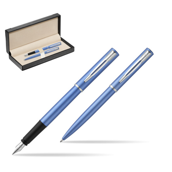 Waterman Penna Stilografica + Penna a Sfera Allure blue CT in classic box black