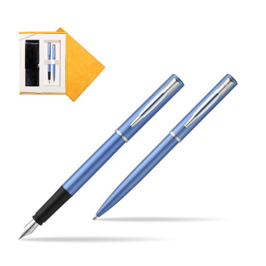 Waterman Penna Stilografica + Penna a Sfera Allure blue CT in suede box yellow