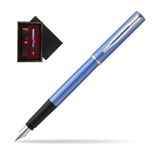 Waterman Allure blue Penna Stilografica in single wooden box Black Single Maroon