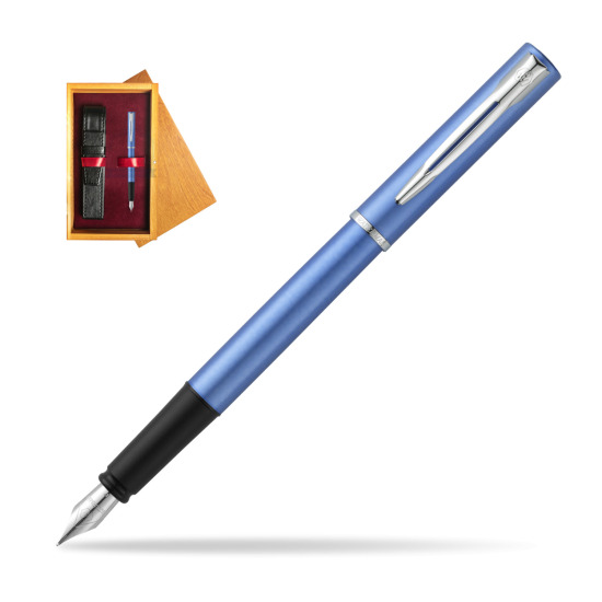 Waterman Allure blue Penna Stilografica in single wooden box Honey Single Maroon