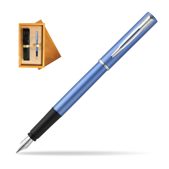 Waterman Allure blue Penna Stilografica in single wooden box Honey Single Ecru