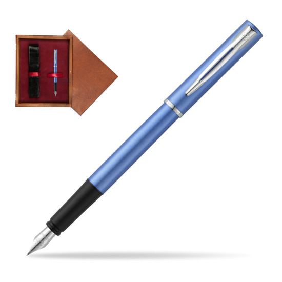 Waterman Allure blue Penna Stilografica in single wooden box Mahogany Single Maroon
