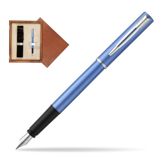 Waterman Allure blue Penna Stilografica in single wooden box Mahogany Single Ecru
