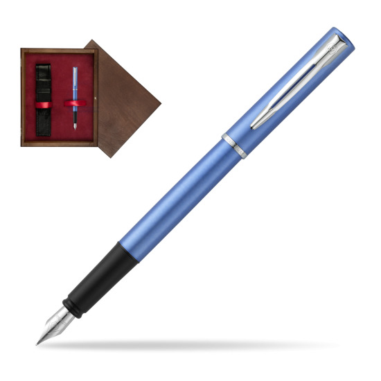 Waterman Allure blue Penna Stilografica in single wooden box Wenge Single Maroon