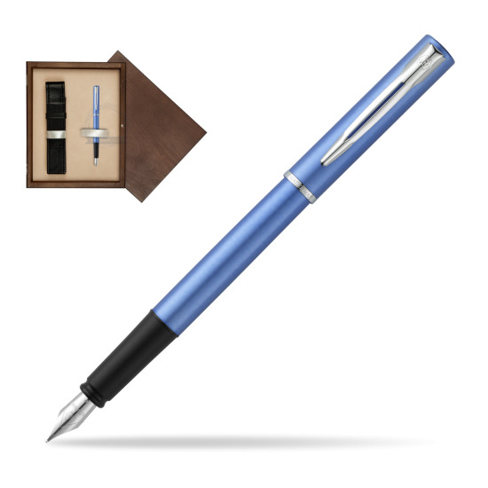 Waterman Allure blue Penna Stilografica in single wooden box Wenge Single Ecru