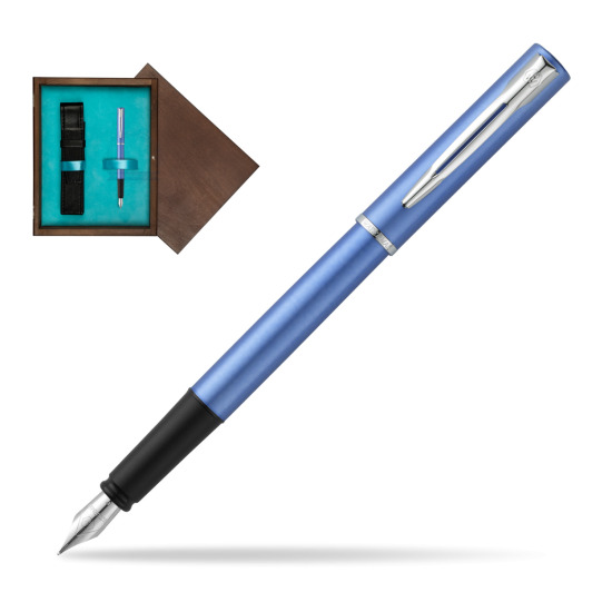 Waterman Allure blue Penna Stilografica in single wooden box Wenge Single Turquoise 