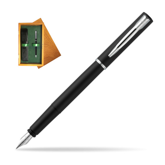 Waterman Allure black mat CT Penna Stilografica in single wooden box Honey Single Green