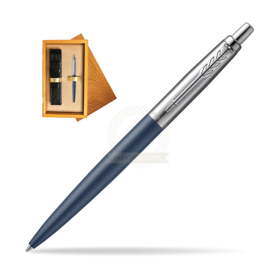 Parker Jotter XL Primrose Matte Blue Kugelschreiber in single wooden box Honey Single Ecru
