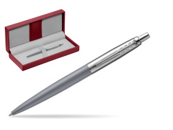 Parker Jotter XL Alexandra Matte Grey Ballpoint Pen in the red leather box