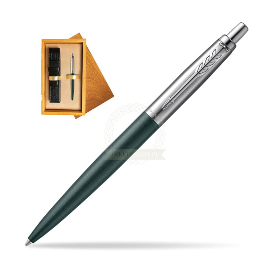 Parker Jotter XL Greenwich  Matte Green Kugelschreiber in single wooden box Honey Single Ecru