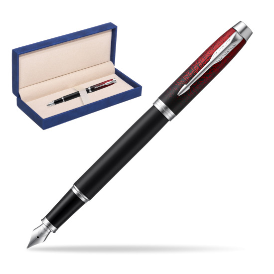 Parker IM Red Ignite Fountain Pen Special Edition in suede box navy blue