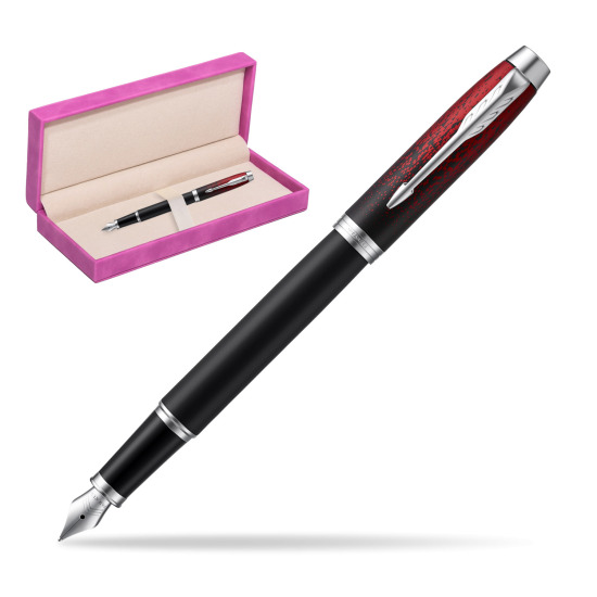 Parker IM Red Ignite Fountain Pen Special Edition in suede box fuchsia