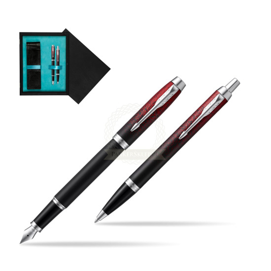 PARKER IM Red Ignite Special Edition fountain pen + Ballpoint Pen in double wooden box Black Double Turquoise