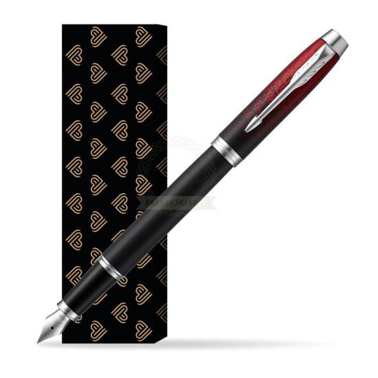 Parker IM Red Ignite Fountain Pen Special Edition in cover Golden Hearts