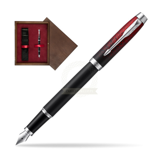 Parker IM Red Ignite Fountain Pen Special Edition in single wooden box Wenge Single Maroon