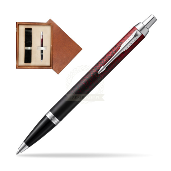 Parker IM Red Ignite Special Edition Penna a Sfera in single wooden box Mahogany Single Ecru