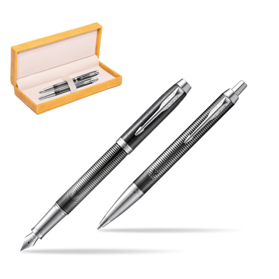Parker set IM Metallic Pursuit Special edition fountain Pen + Ballpoint Pen in suede box yellow