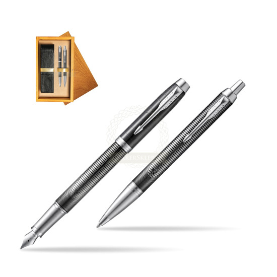 Parker set IM Metallic Pursuit Special edition fountain Pen + Ballpoint Pen in double wooden box Honey Double Ecru
