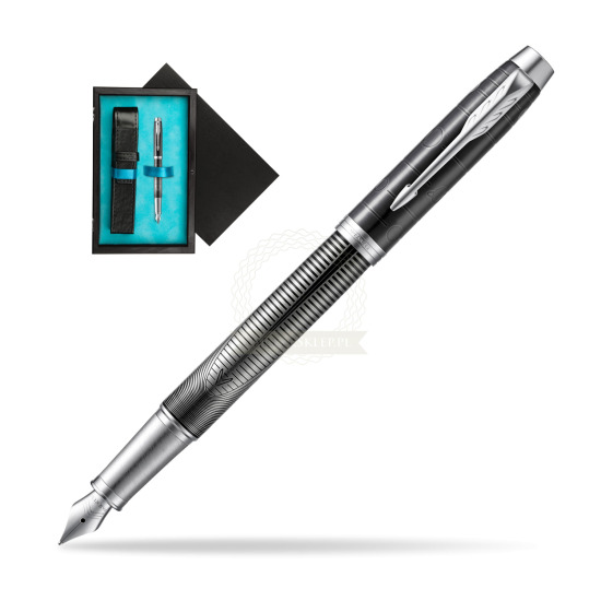 Parker IM Metallic Pursuit Fountain Pen. Special Edition in single wooden box Black Single Turquoise