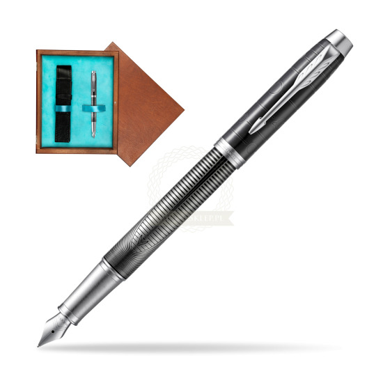 Parker IM Metallic Pursuit Fountain Pen. Special Edition in single wooden box Mahogany Single Turquoise 
