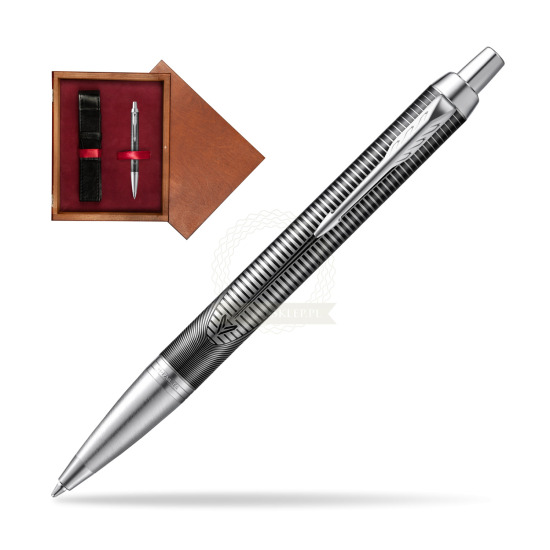 Parker IM Metallic Pursuit Special Edition Penna a Sfera in single wooden box Mahogany Single Maroon