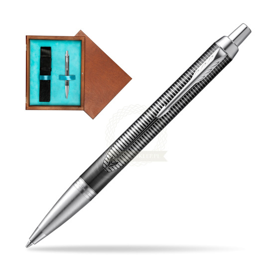 Parker IM Metallic Pursuit Special Edition Penna a Sfera in single wooden box Mahogany Single Turquoise 