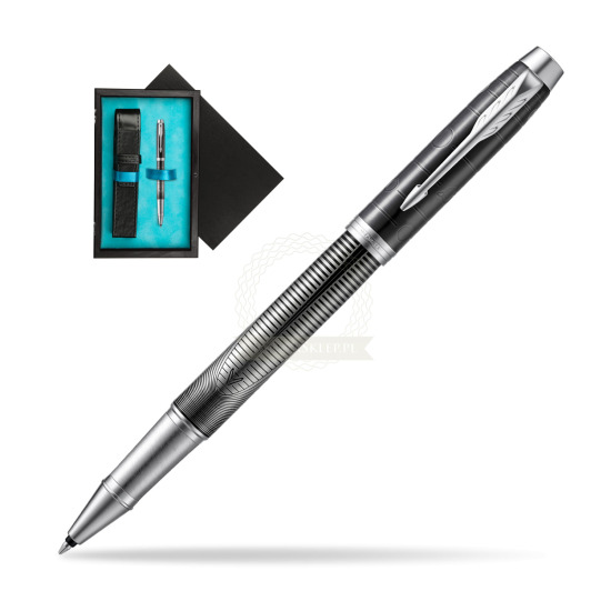 Parker IM Metallic Pursuit Special Edition Penna Rollerball in single wooden box Black Single Turquoise