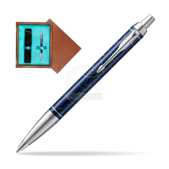 Parker IM Midnight Astral Special Edition Penna a Sfera in single wooden box Mahogany Single Turquoise 