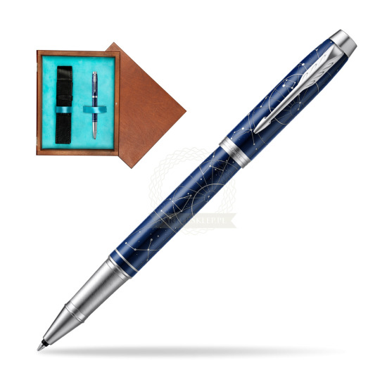 Parker IM Midnight Astral Special Edition Penna Rollerball in single wooden box Mahogany Single Turquoise 