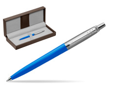 Parker Jotter Originals Blue Ballpoint Pen in the brown leather box